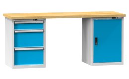 Műhelyasztalok L sorozat, szélesség 2500, mélység 700 vagy 800, magasság 880 vagy 890 mm (6 modell)