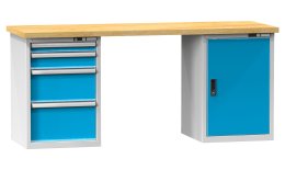 M sorozatú műhelyasztalok, szélesség 2500, mélység 700 vagy 800, magasság 880 vagy 890 mm (6 modell)