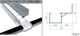 Alumínium vezetősín görgős pályához PA-415B