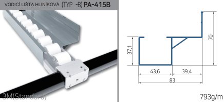 Alumínium vezetősín görgős pályához PA-415B - 1