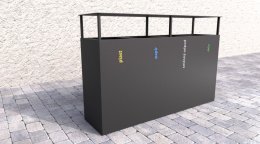 Kültéri tetős szemetes a válogatott hulladékok számára Acél IV
