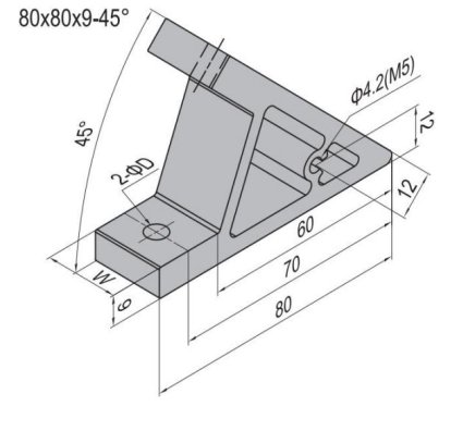 Szög 45°, 80x80x9 mm - 2