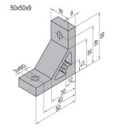 Szög 90°, 50x50x9 mm - 2