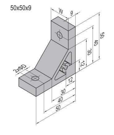 Szög 90°, 50x50x9 mm - 2