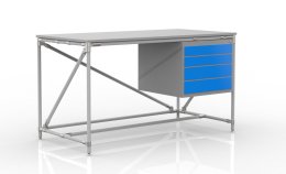 Műhelyasztal négy fiókos konténerrel, szélessége 1500 mm, 240405310
