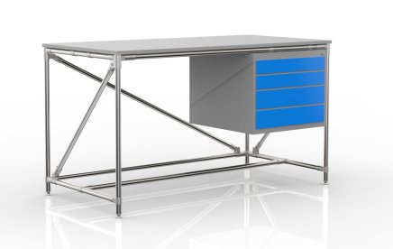 Műhelyasztal négy fiókos konténerrel, szélessége 1500 mm, 240405310 - 4