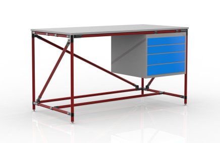 Műhelyasztal négy fiókos konténerrel, szélessége 1500 mm, 240405310 - 2