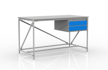 Konténeres műhelyasztal két fiókkal, szélessége 1500 mm, 24040538 - 1