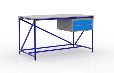 Konténeres műhelyasztal két fiókkal, szélessége 1500 mm, 24040538 - 3
