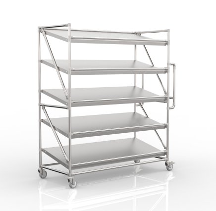 Polcos kocsi 1500 mm széles ferde polcokkal ellátott ládákhoz, SP15060 - 4