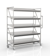 Polckocsi 1500 mm széles ferde polcokkal ellátott ládákhoz, SP15050 - 4