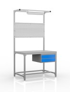 Műhelyasztal alumínium profilokból, 2 fiókkal (különböző opciók)