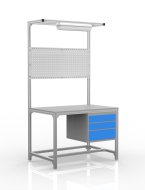 Alumínium profilokból készült műhelyasztal, 3 fiók (különböző opciók)