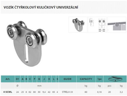 Négykerék golyóscsapágyas univerzális kocsi V_vozik_SCML - 3