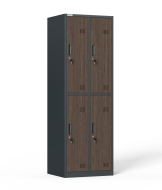 Négy rekeszes fém szekrény hengerzárral