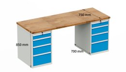 Műhelyasztal HD_1544 alapkonténerrel