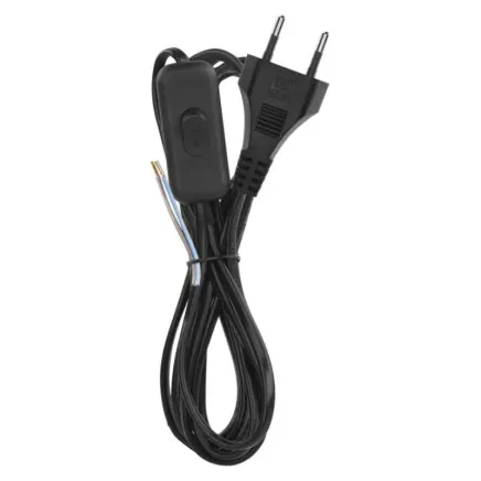 Tápkábel beépített kapcsolóval 2 m (2×0,75 mm²) – fekete - 2